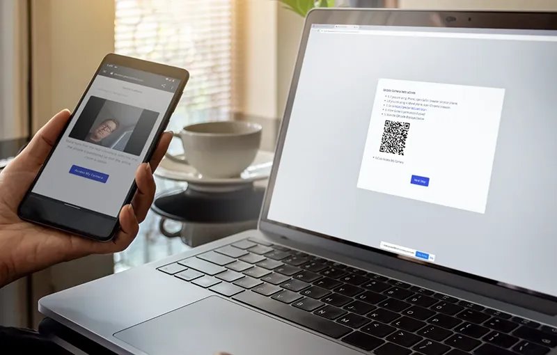 Enabling the mobile camera is as simple as scanning a QR code on-screen